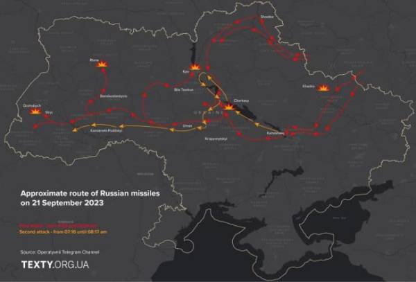 Показали карту маршруту російських ракет, якими атакували Рівне - INFBusiness