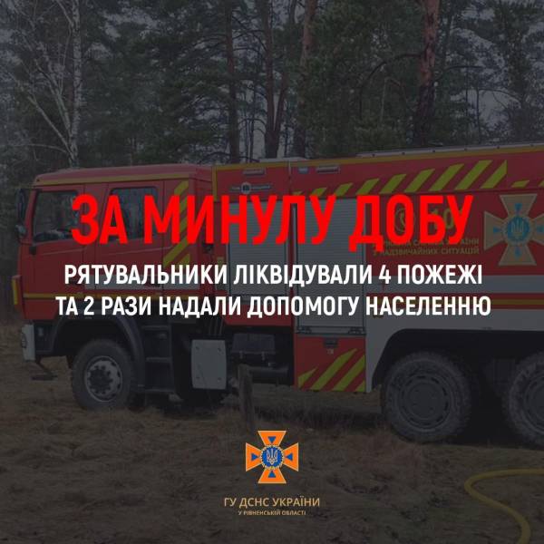 Впродовж минулої доби на Рівненщині вогнеборці ліквідували 4 пожежі - INFBusiness