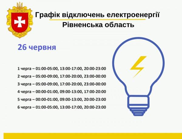 Коли вимикатимуть електропостачання на Рівненщині у середу, 26 червня? (ГРАФІКИ) - INFBusiness