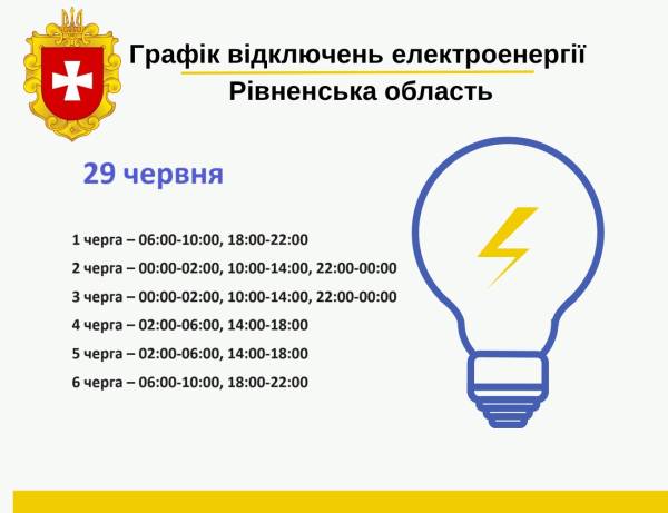 Коли вимикатимуть електропостачання на Рівненщині у суботу, 29 червня? (ГРАФІКИ) - INFBusiness