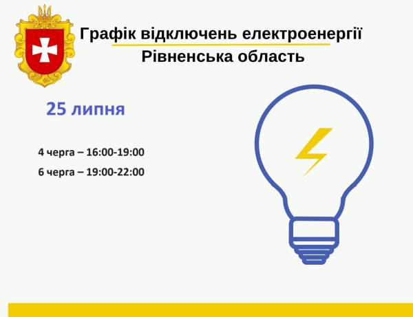Погодинні відключення світла на Рівненщині: графік на 25 липня - INFBusiness