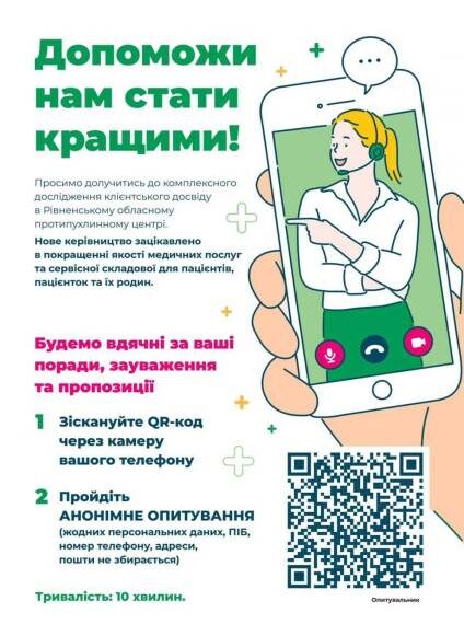 Пацієнтів Рівненського обласного протипухлинного центру запрошують пройти опитування