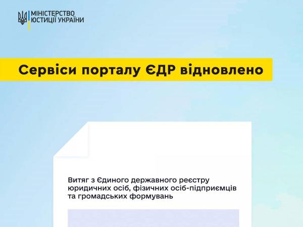 Мін’юст відновив роботу сервісів порталу ЄДР - INFBusiness