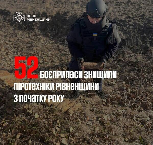 З початку року на Рівненщині сапери знищили 52 вибухонебезпечних предмети