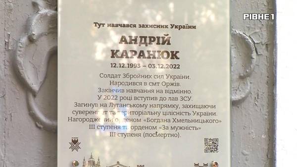 Назавжди 28: у Рівному відкрили дошку пам`яті Андрію Каранюку (ВІДЕО) - INFBusiness