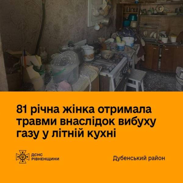 На Дубенщині через вибух газу отримала травми 81 річна жінка - INFBusiness